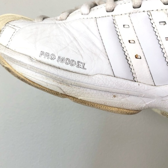 Vintage Adidas 2001 Pro Model Hi Top Sneakers Shoes White Leather Size 9 main image 5